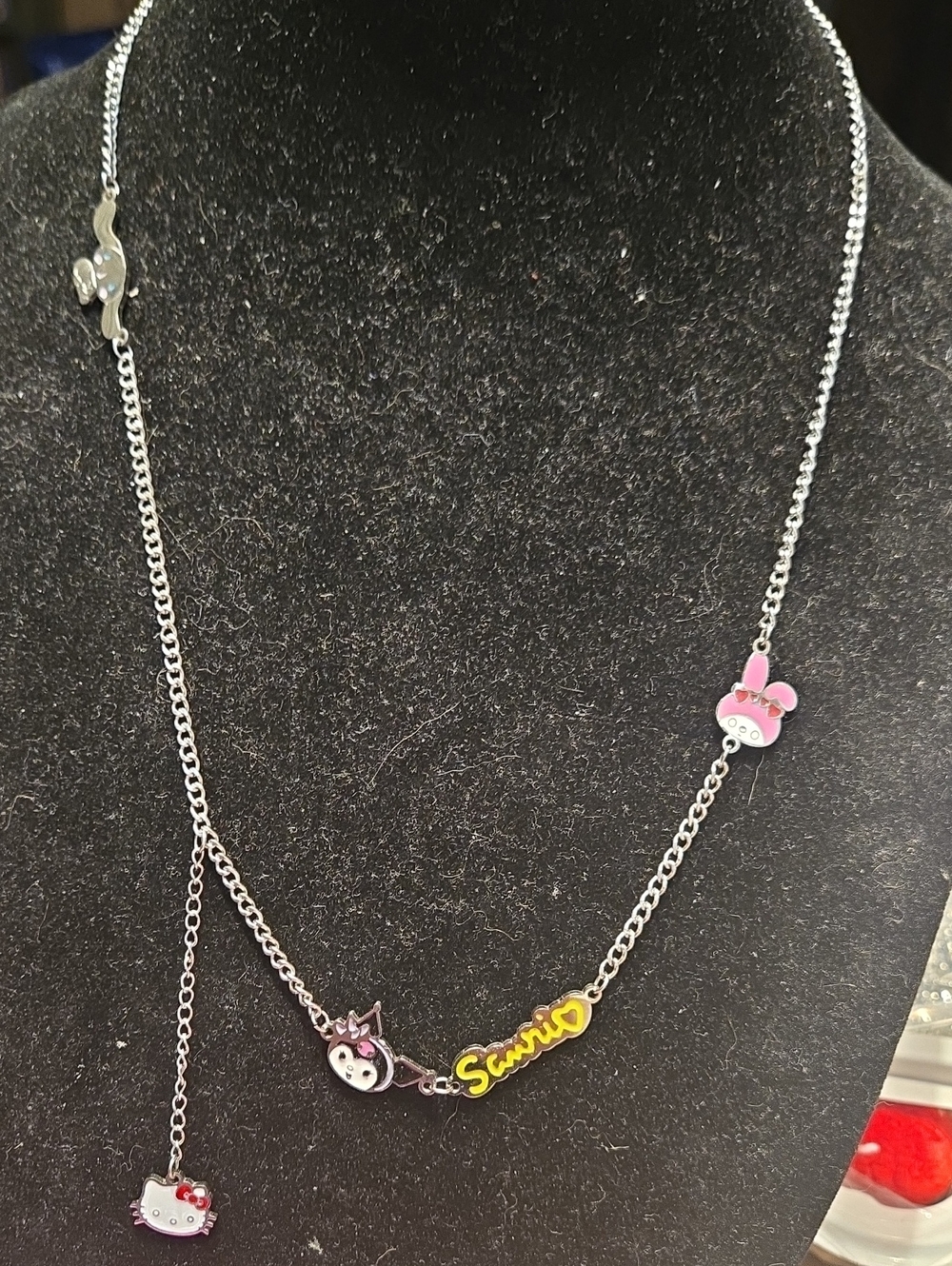 Sanrio Mixed Character Charm Necklace - Pink, Yellow, White, Black